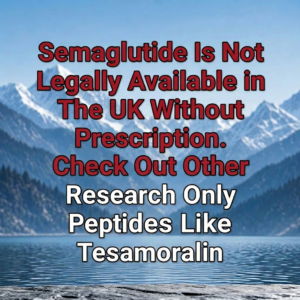 Semaglutide peptide vial on a clean white background, symbolizing advanced science and health innovation